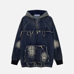 Aelfric Eden Fringe Washed Denim Hoodie