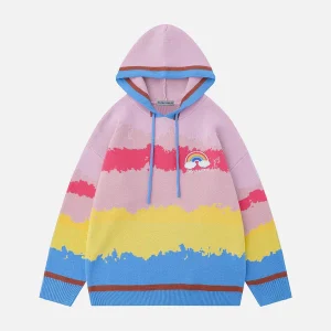 Aelfric Eden Colorful Stripe Printed Rainbow Hoodie