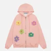 Aelfric Eden Knit 3D Print Flower Zip Up Hoodie