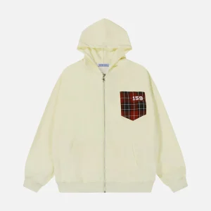 Aelfric Eden Plaid Pocket Zip Up Hoodie