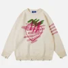 Aelfric Eden Strawberry Jacquard Crochet Sweater