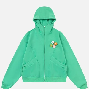 Aelfric Eden Detachable Flower 3D Print Zip Up Hoodie