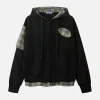 Aelfric Eden Irregular Plaid Patchwork Zip Up Hoodie