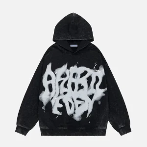 Aelfric Eden Abstract Print Washed Hoodie