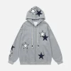 Aelfric Eden Color Blocking Star Printed Zip Up Hoodie