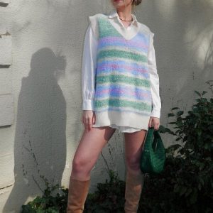 Aelfric Eden Rainbow Striped Oversized Sweater Vest