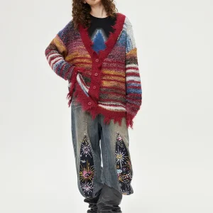 Aelfric Eden Fringe Gradient Pinstripe Cardigan