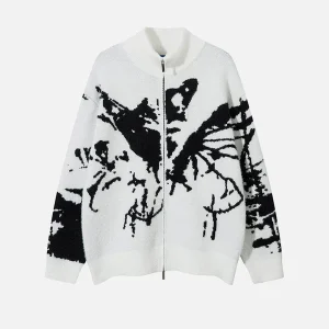 Aelfric Eden Butterfly Graphic Zip Up Cardigan